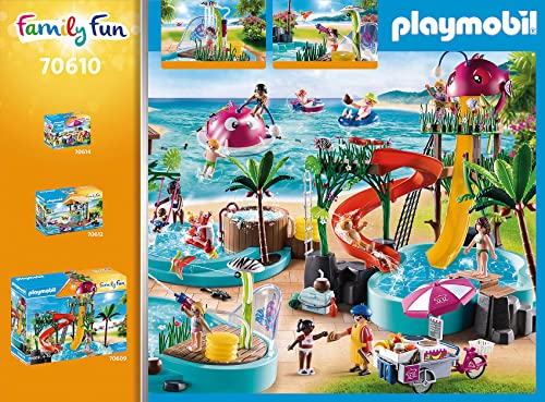 PLAYMOBIL Family Fun 70610 Piscina Divertida con rociador de Agua, para Jugar con Agua, Juguetes para niños a Partir de 4 años