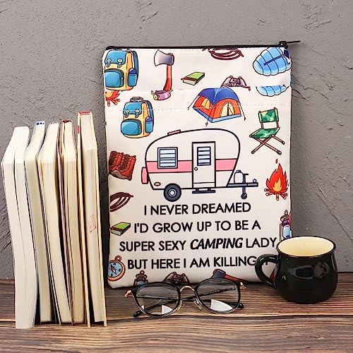 PLITI Funda para libro de camping con texto en inglés "I Never Dreamed I'd Grow Up to Be A Super Sexy Camping Lady Book Cover (Camping Lady BSU)