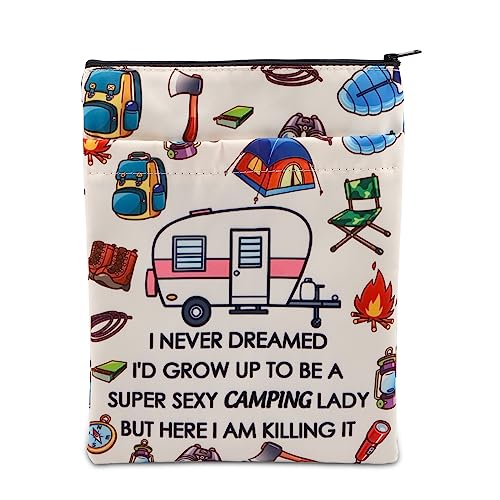 PLITI Funda para libro de camping con texto en inglés "I Never Dreamed I'd Grow Up to Be A Super Sexy Camping Lady Book Cover (Camping Lady BSU)