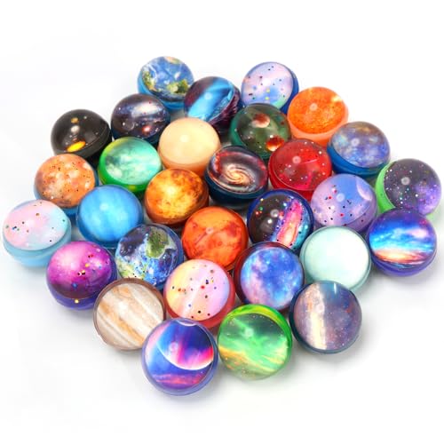 Pllieay 30PCS Galaxy Bouncy Balls, 32mmSpace Bouncy Balls Bulk, Space Party Favors Rubber Balls para niños, Space Toys para niños (30 estilos)