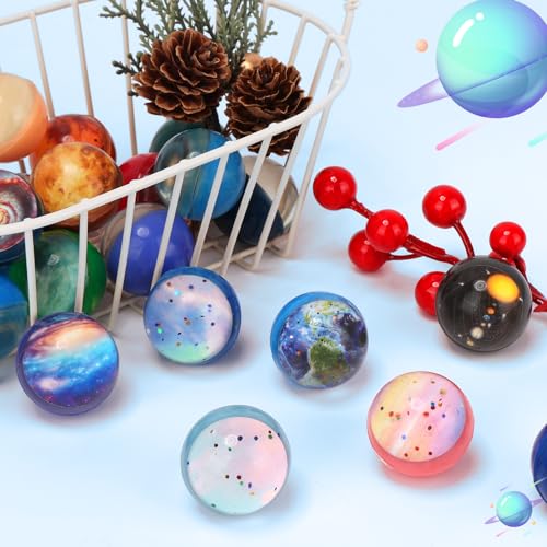 Pllieay 30PCS Galaxy Bouncy Balls, 32mmSpace Bouncy Balls Bulk, Space Party Favors Rubber Balls para niños, Space Toys para niños (30 estilos)