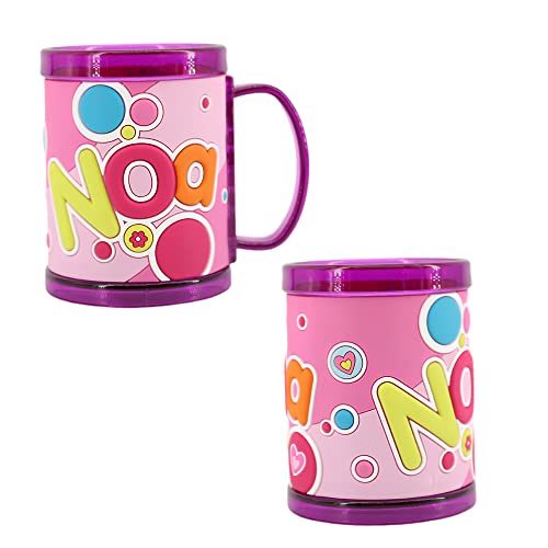 PLUS HOME Taza con nombre personalizado para niñ@,100% a prueba de fugas, sin BPA, 350 ml, para guardería, colegio, viajes y deporte (Noa)