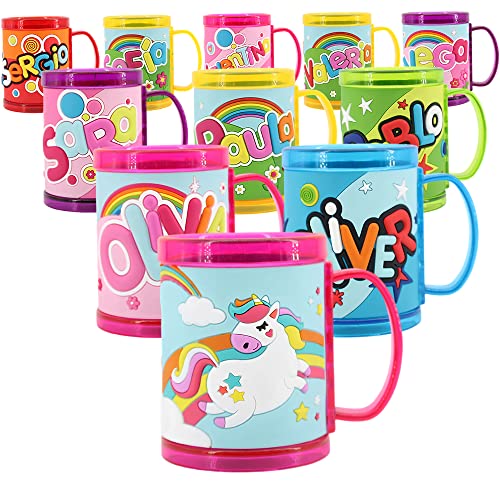 PLUS HOME Taza con nombre personalizado para niñ@,100% a prueba de fugas, sin BPA, 350 ml, para guardería, colegio, viajes y deporte (Noa)