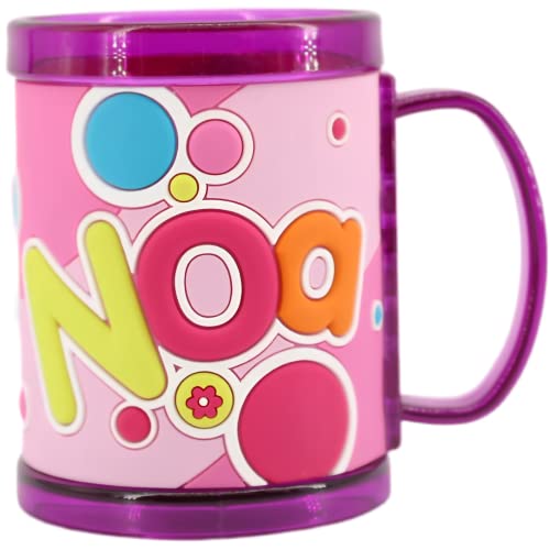 PLUS HOME Taza con nombre personalizado para niñ@,100% a prueba de fugas, sin BPA, 350 ml, para guardería, colegio, viajes y deporte (Noa)