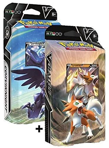 Pokemon 2022 Battle Ambos mazos temáticos Lycanroc V y Corviknight V - 60 cartas cada una