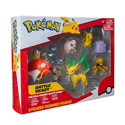 Pokemon Battle Figure Multipack (8PK: Female Pikachu, Jigglypuff #1, Rockruff, Sneasel, Abra, Ditto, Leafeon, Magikarp) W8