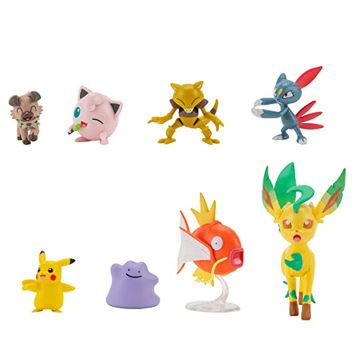 Pokemon Battle Figure Multipack (8PK: Female Pikachu, Jigglypuff #1, Rockruff, Sneasel, Abra, Ditto, Leafeon, Magikarp) W8