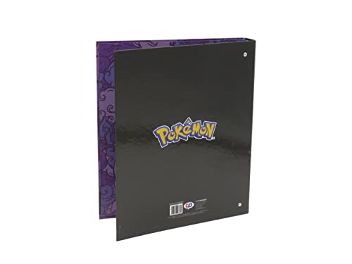 Pokémon- Carpeta 4 Anillas Gengar, Material escolar, Archivador, Carpesano, Clasificador, Color Morado, Producto Oficial (CyP Brands)