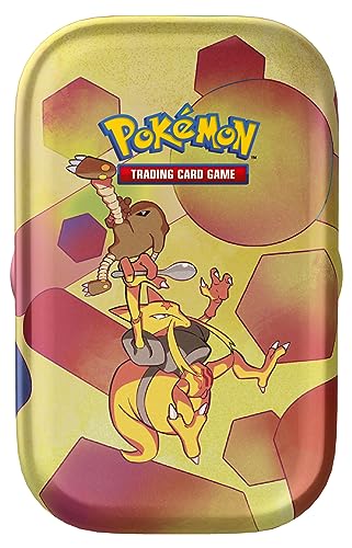 Pokemon - Juego de Cartas coleccionables: Mini Caja de Lata carmesí y púrpura – 151: Kadabra (2 Paquetes de Refuerzo, 1 Moneda y 1 Tarjeta)