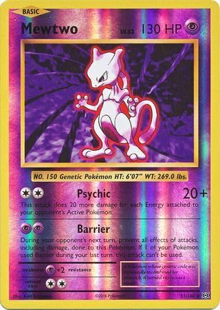 Pokemon Mewtwo - 51/108 - Holo inverso raro XY: Evolutions Reverse Holo Singles