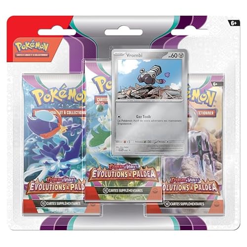 Pokemon - Pack 3 boosters - Escarlata y Violeta - Evoluciones en Paldea (EV02) - Modelo Aleatorio - Juegos de Mesa - Juegos de Cartas - Cartas coleccionables - A Partir de 6 Años