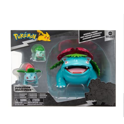 Pokemon PKW2775 Select Evolution - Paquete de 3 Figuras de Batalla Bulbasaur, 3 Ivysaur y Venusaur de 12 Pulgadas, Multicolor