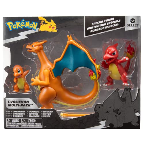 Pokemon PKW2777 Select 3 Pack-Características 2 Charmander, 3 Charmeleon y 4.5 Pulgadas Charizard Figuras de Batalla, Evolution Multipack-Style 1