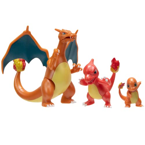 Pokemon PKW2777 Select 3 Pack-Características 2 Charmander, 3 Charmeleon y 4.5 Pulgadas Charizard Figuras de Batalla, Evolution Multipack-Style 1