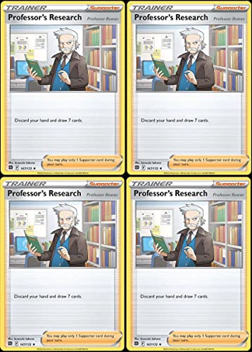 Pokemon Professor's Research Rowan 147/172 - Lote de 4 cartas con estrellas brillantes