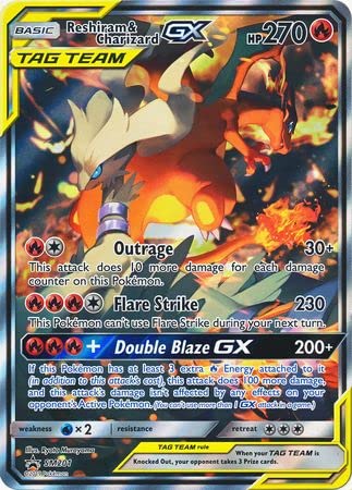 Pokemon Reshiram & Charizard GX SM201 Tarjetas promocionales de gran tamaño/Jumbo – perfectas para coleccionistas y jugadores competitivos