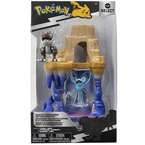 Pokemon Select Mountain Cave Environment - Set de Pantalla de Varios Niveles con Figuras de Batalla Tyrunt y Zubat de 2 Pulgadas