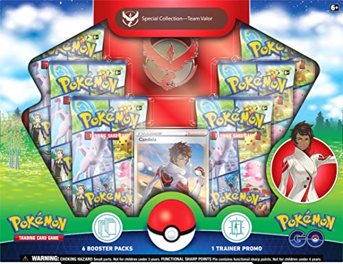 Pokemon TCG: GO Special Collection - Team Valor (1 Tarjeta Promocional de Aluminio, 1 Pin de Lujo y 6 Paquetes de Refuerzo)