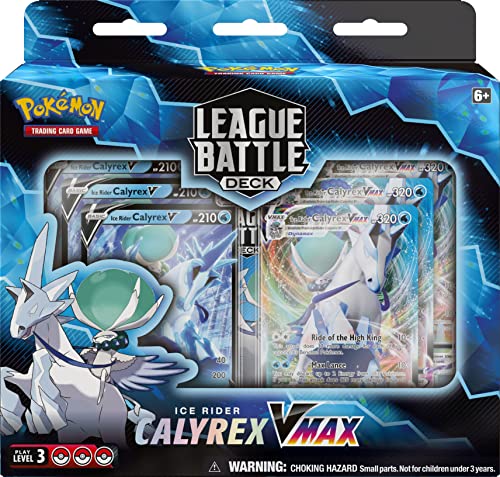 Pokemon TCG: Ice Rider Calyrex VMAX League Battle Deck (60 Cartas Listas para Jugar, 3 Cartas Foil V y 3 Cartas Foil VMAX)