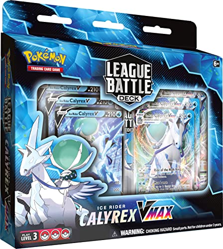 Pokemon TCG: Ice Rider Calyrex VMAX League Battle Deck (60 Cartas Listas para Jugar, 3 Cartas Foil V y 3 Cartas Foil VMAX)