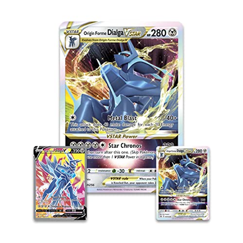 Pokemon TCG: Origin Forme Dialga VSTAR Premium Collection (2 Tarjetas promocionales de Papel de Aluminio Grabado, 1 Tarjeta de Aluminio de Gran tamaño y 5 Paquetes de Refuerzo)