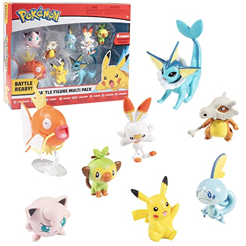 Pokemon Vaporeon Pikachu Scorbunny y más Multipack, Multicolor, Figuras Set 8 Pack – 5-8 cm Pokémon Figuras