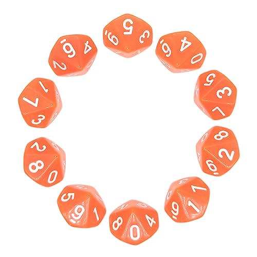 Poliédrico Dados, 10 Pieza 10 Caras Dado para Dungeons & Dragons Dragones y Mazmorras D10 Dados para Mesa de Cartas DND RPG MTG 20mm Naranja Transparente