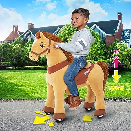 PonyCycle 2023 Nuevo Modelo E Caballito Juguete Mecánico para Caminar con Freno (Caballo Marrón Claro/Talla 4 para 4-8 años) Scooter para Niños Montar a Caballo - E436