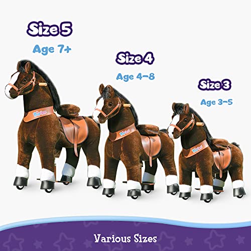 PonyCycle Juguete oficial de equitación para niños pequeños con freno y sonido, 76 cm de altura/tamaño 3 para 3 – 5 años, caballo de chocolate, juguete de peluche, modelo Ux321