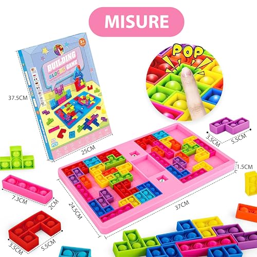 Pop It Fidget Toy Puzzles Niños 3 4 5 6 Años Juguete Popit Juguetes Antiestres Niños Juguetes Antiestrés Juguetes Sensoriales Juguetes Educativos Juegos Infantiles Juego de Dos Jugadores Rosa