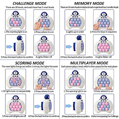 Pop It Game Machine, ZoneYan Pop Fidget Whack Mole, Pop Light Up Games, Electronic Popping Game, Breakthrough Game Console, Fidget Bubble Game, Puzzle Pop Game (Astronauta)