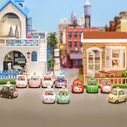 pop mart POPCAR Cute Private Car Series,Caja de figuras de acción exclusiva de 3 piezas, caja a granel, juguete de arte coleccionable, bonita figura creativa, fiesta de cumpleaños, vacaciones