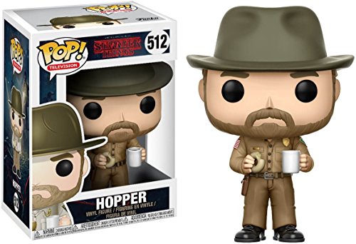 POP [Stranger Things - Chief Hopper with Donut Funko Figura de vinilo (empaquetado con funda protectora de caja compatible), multicolor, 3.75 pulgadas