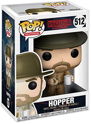 POP [Stranger Things - Chief Hopper with Donut Funko Figura de vinilo (empaquetado con funda protectora de caja compatible), multicolor, 3.75 pulgadas