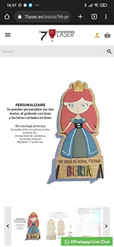 PRINCESA de madera PERSONALIZABLE con nombre o frase que quieras, KIT de MANUALIDADES "PRINCESA" para disfrutar de un rato creativo en familia