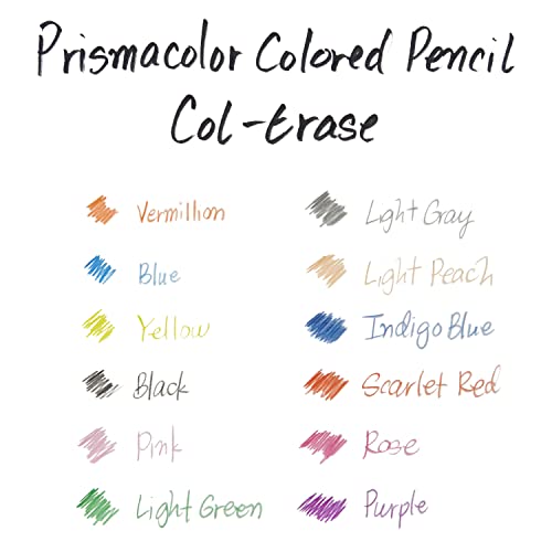 Prismacolor Col-Erase Lápices de colores borrables, paquete con 24 Lápices, Multicolor