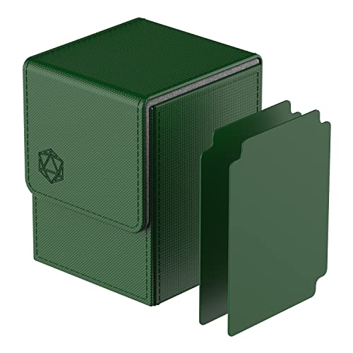 Pulchra Estuche para TCG, Magnetic Flip Box con 2 Divider, Tamaño Grande para Tiene hasta más de 110 cartas, Deck Box - Dado Diseño (Verde)