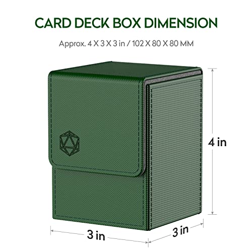 Pulchra Estuche para TCG, Magnetic Flip Box con 2 Divider, Tamaño Grande para Tiene hasta más de 110 cartas, Deck Box - Dado Diseño (Verde)