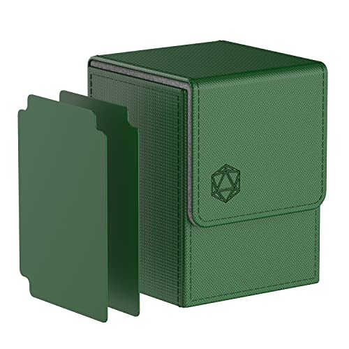 Pulchra Estuche para TCG, Magnetic Flip Box con 2 Divider, Tamaño Grande para Tiene hasta más de 110 cartas, Deck Box - Dado Diseño (Verde)