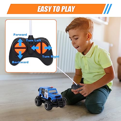 Pup Go Coche Teledirigido Niños 3 4 5 6 7 Años, Rápido RC Coche de Juguete, Coche Radiocontrol Mini Coche de Policía Niña, Radio Control de Coches Juegos Regalos Cumpleaños para Niños Niñas(Azul)