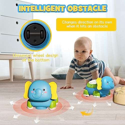 Purphy Elefante Que Gatea Juguete Bebe, Juguetes Niños 1 Año Tiene Música y Luces Led, Juguetes de Música para Bebés, Juguete Educativo Regalos para Bebé 6 12 18 Meses