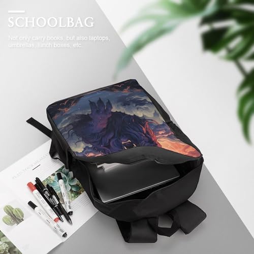 Purple_lion Mochila Escolar para niños Películas de Anime Impresas en 3D para niños Mochilas de Viaje Bolsas para Libros Mochila Escolar para niños