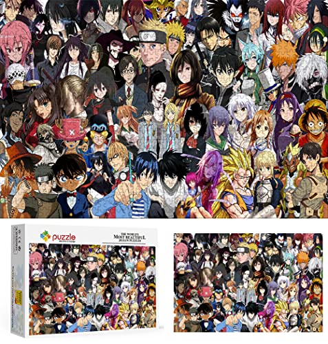 Puzzle Crossover Anime, Puzzle 1000 Piezas para Adultos, Rompecabezas de Adolescente Niños Cumpleaños Sorpresa Familia Hogar Decoración Arte Rompecabezas 70X50cm