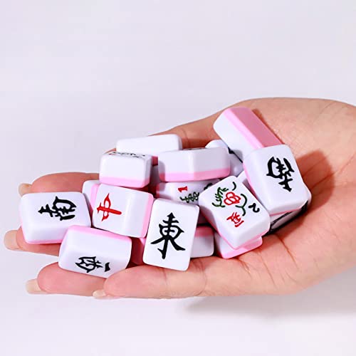 PW TOOLS Mini Mahjong, Mah Jong Chino Tradicional, Mini Majong Chino con 144 Fichas Mini Mahjong, Mahjong Viaje Portátil para Fiesta Viaje, Juego Familiar