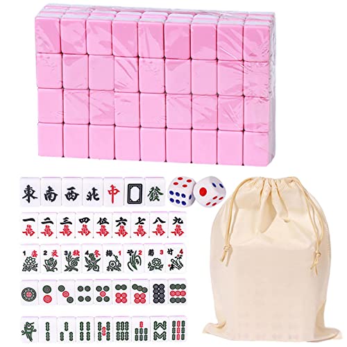 PW TOOLS Mini Mahjong, Mah Jong Chino Tradicional, Mini Majong Chino con 144 Fichas Mini Mahjong, Mahjong Viaje Portátil para Fiesta Viaje, Juego Familiar