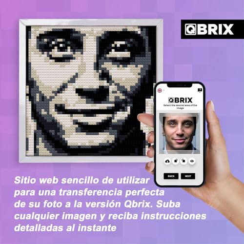 QBRIX Original-Kit de construcción de mosaicos para Fotos con Abrazadera, Regalo Personalizado, Personal, Kit de construcción para imágenes, Set de construcción, Material para creación de Pixel Art