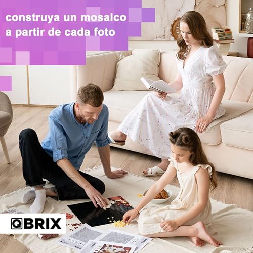 QBRIX Original-Kit de construcción de mosaicos para Fotos con Abrazadera, Regalo Personalizado, Personal, Kit de construcción para imágenes, Set de construcción, Material para creación de Pixel Art