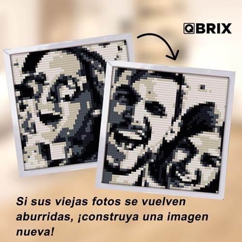 QBRIX Original-Kit de construcción de mosaicos para Fotos con Abrazadera, Regalo Personalizado, Personal, Kit de construcción para imágenes, Set de construcción, Material para creación de Pixel Art