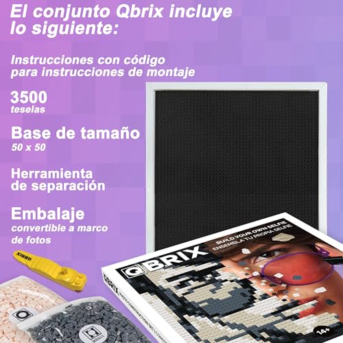 QBRIX Original-Kit de construcción de mosaicos para Fotos con Abrazadera, Regalo Personalizado, Personal, Kit de construcción para imágenes, Set de construcción, Material para creación de Pixel Art