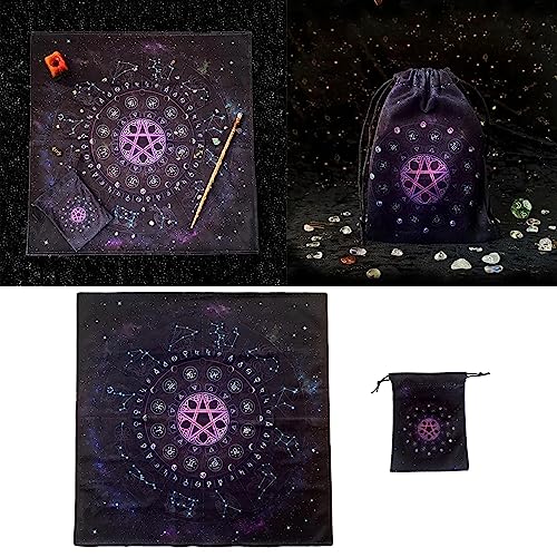 Qilmal Mantel Tarot Adivinaciones Runas Mantel Astrología Oráculos Juego Péndulos Forma Cuadrada Mantel Altar Tapete Cartas Tarot para Adivinaciones Mantel Juego